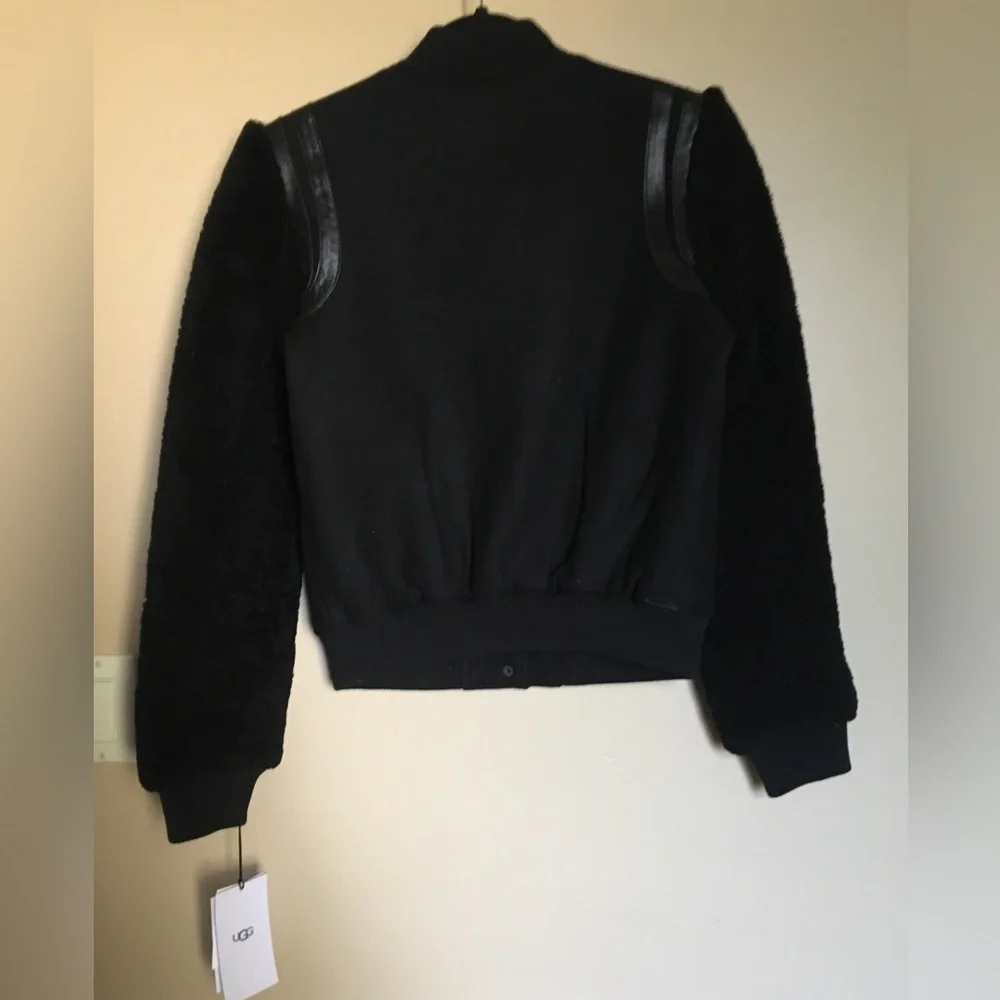 Ugg Black Wool Sheepskin Bomber Jacket